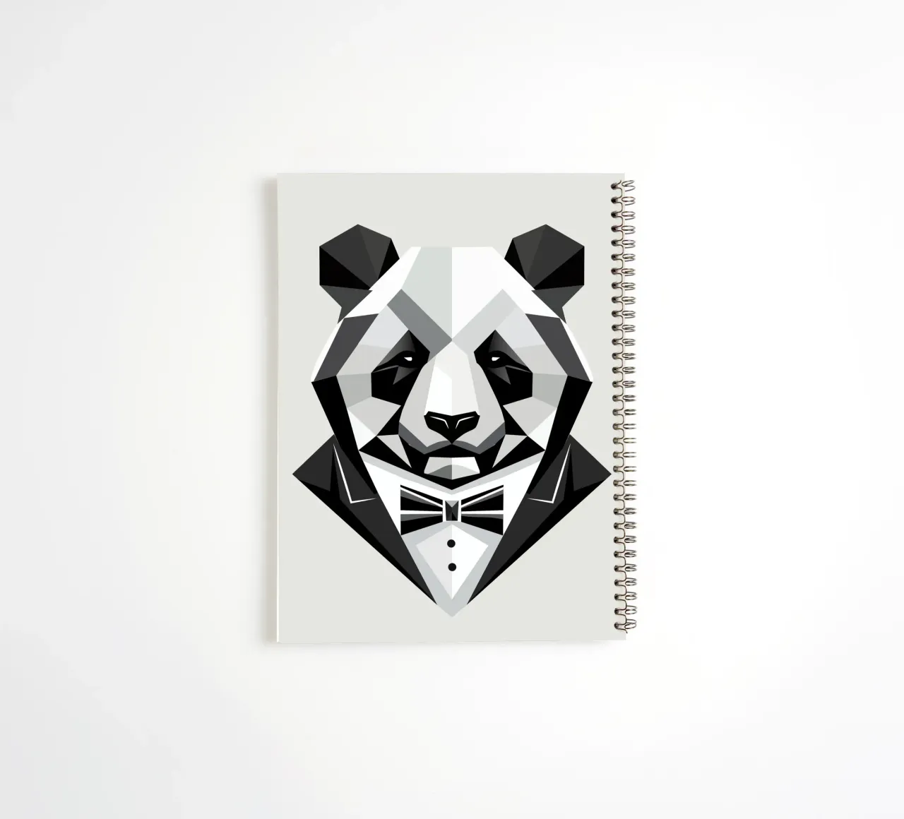Geometric sophistication - the panda in a dinner jacket spiral notebook by namosh