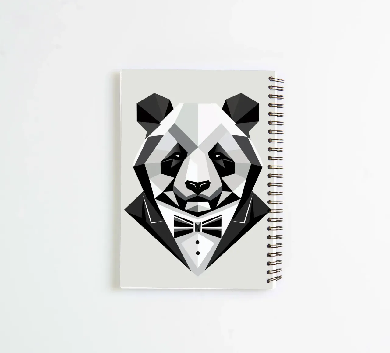 Geometric sophistication - the panda in a dinner jacket spiral notebook by namosh