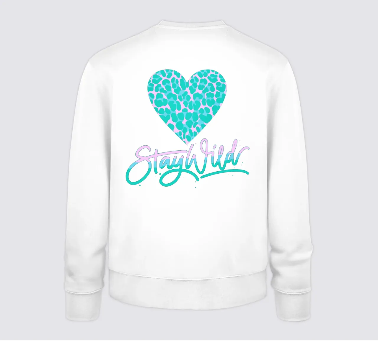 Rester sauvage. Devise de la vie. Cœur avec motif léopard. sweat de CalliLetters