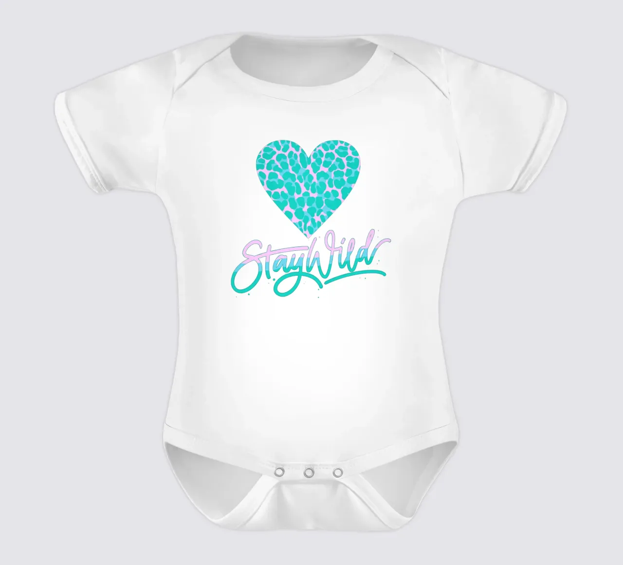 Rester sauvage. Devise de la vie. Cœur avec motif léopard. body bébé de CalliLetters