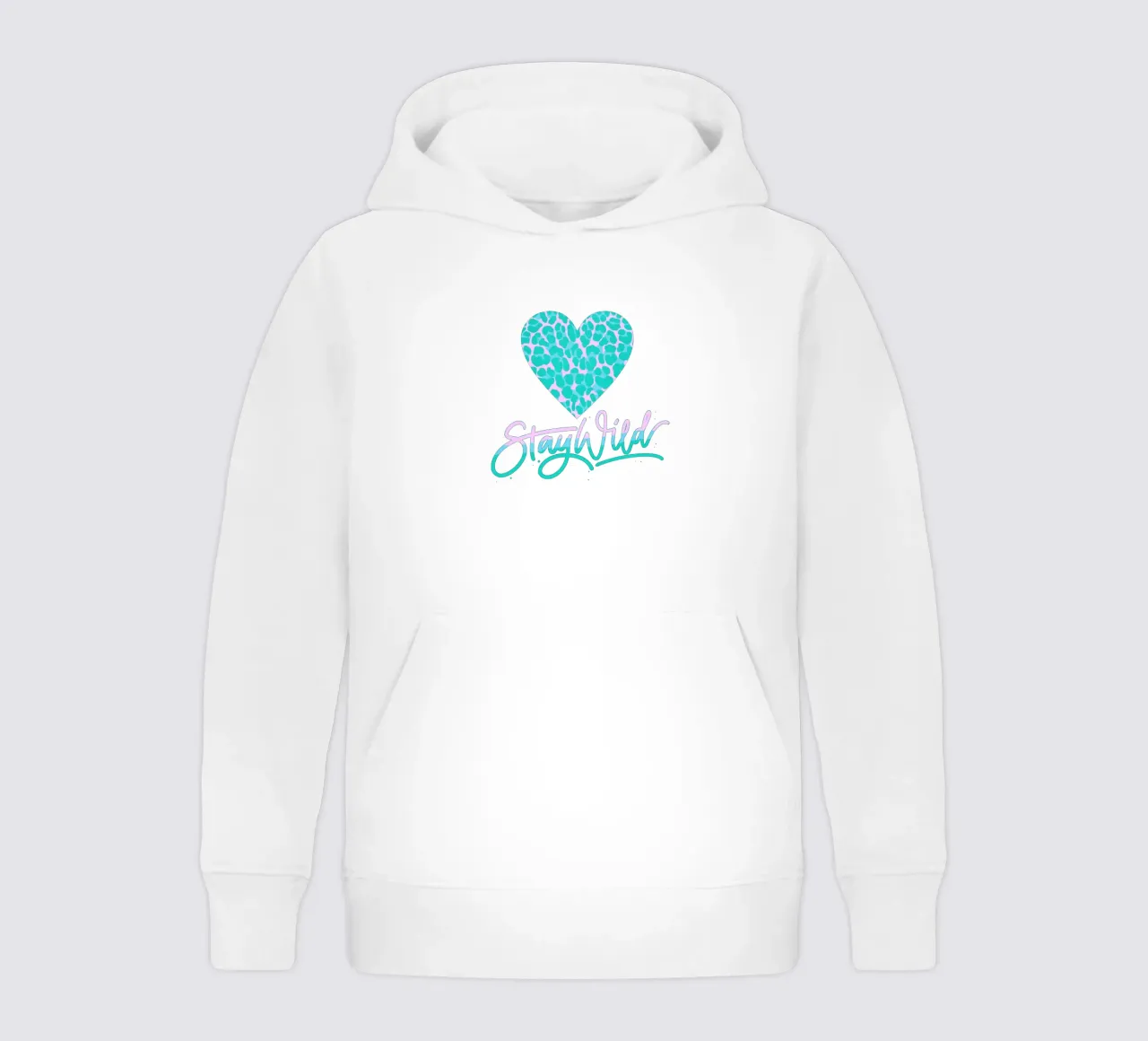 Stay Wild. Motto of life. Heart with leopard print. kids hoodie by CalliLetters