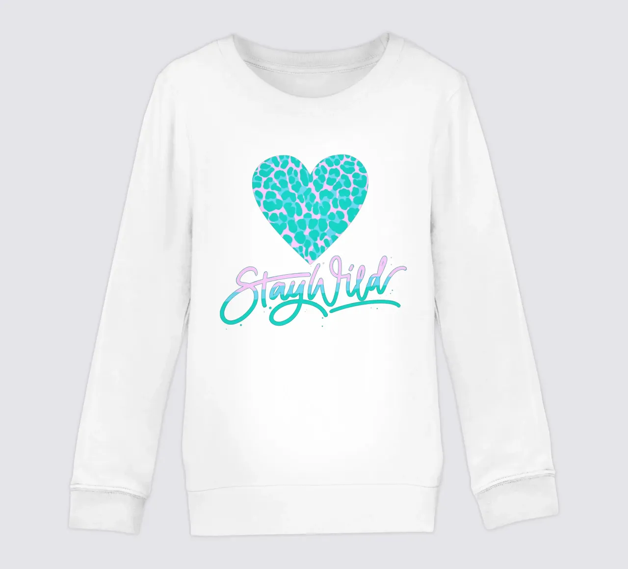 Rester sauvage. Devise de la vie. Cœur avec motif léopard. sweat enfant de CalliLetters