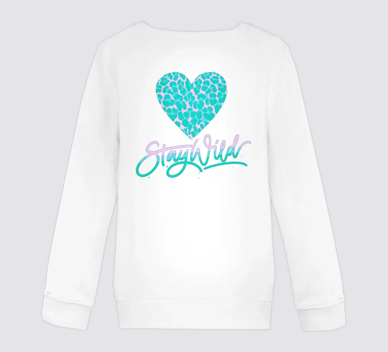 Rester sauvage. Devise de la vie. Cœur avec motif léopard. sweat enfant de CalliLetters