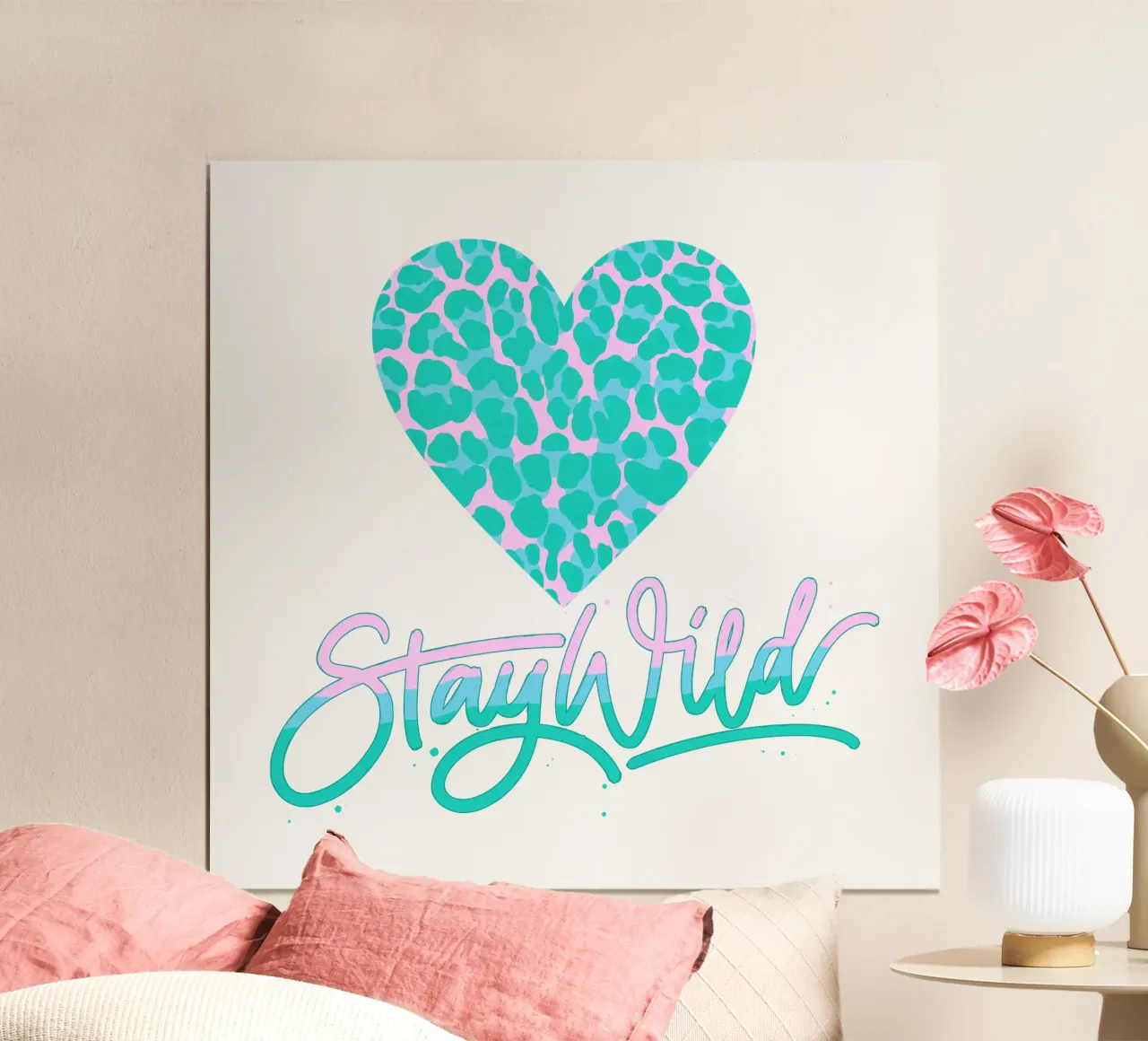 Rester sauvage. Devise de la vie. Cœur avec motif léopard. hahnemühle de CalliLetters