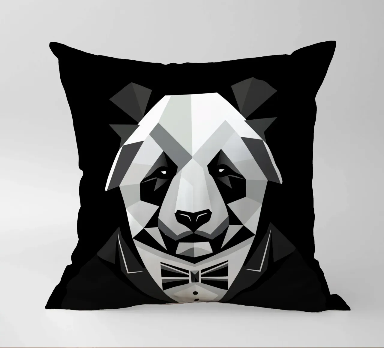 Raffinatezza geometrica: il panda in giacca da sera cuscino da namosh