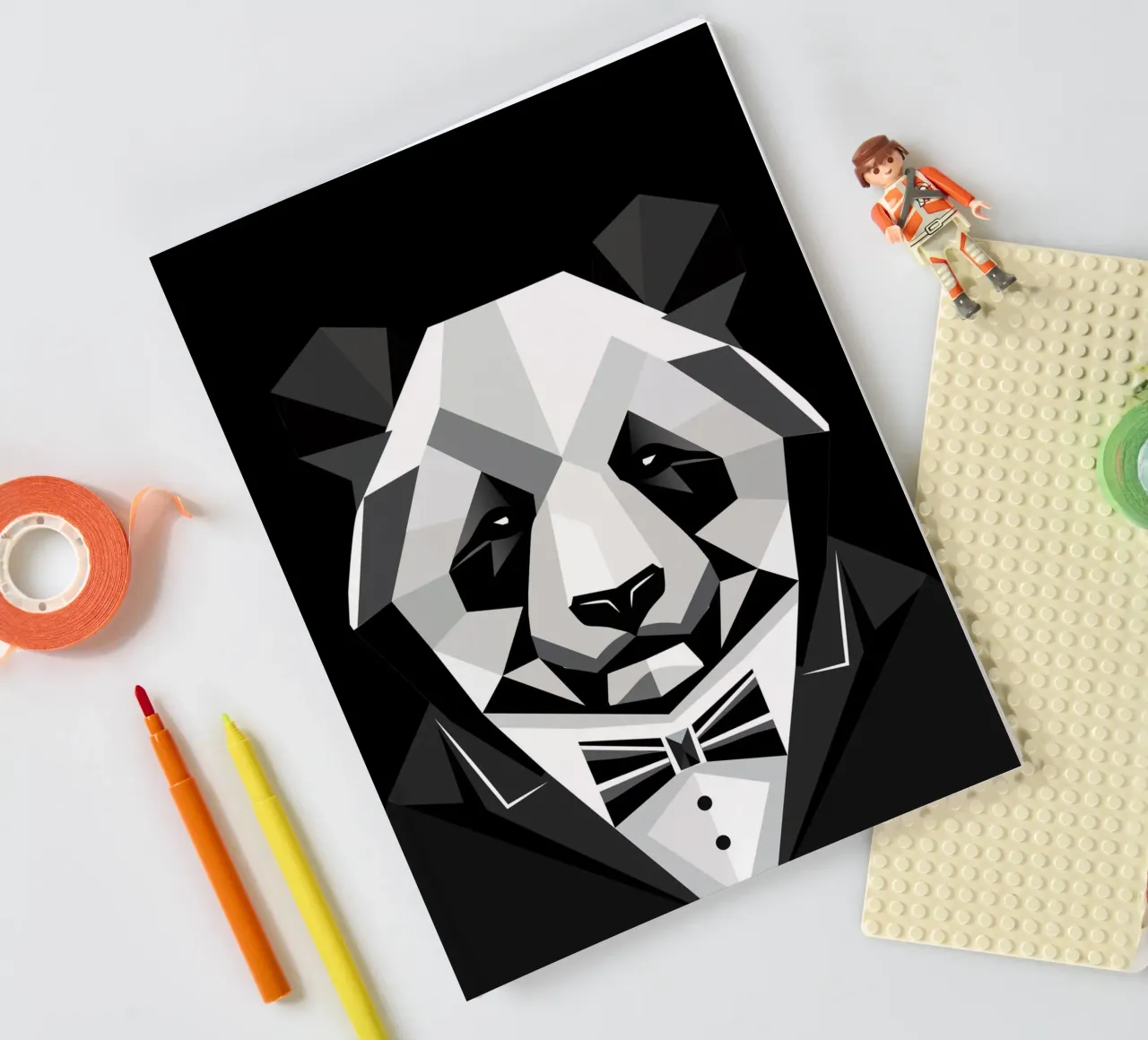 Geometric sophistication - the panda in a dinner jacket notebook by namosh