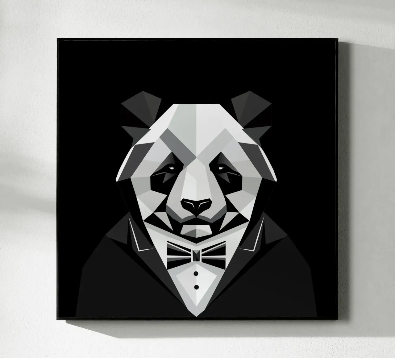 Raffinatezza geometrica: il panda in giacca da sera plexiglass da namosh