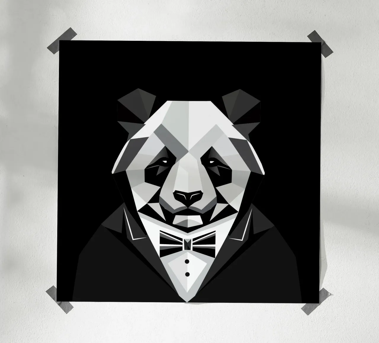 Raffinatezza geometrica: il panda in giacca da sera carta hahnemühle da namosh