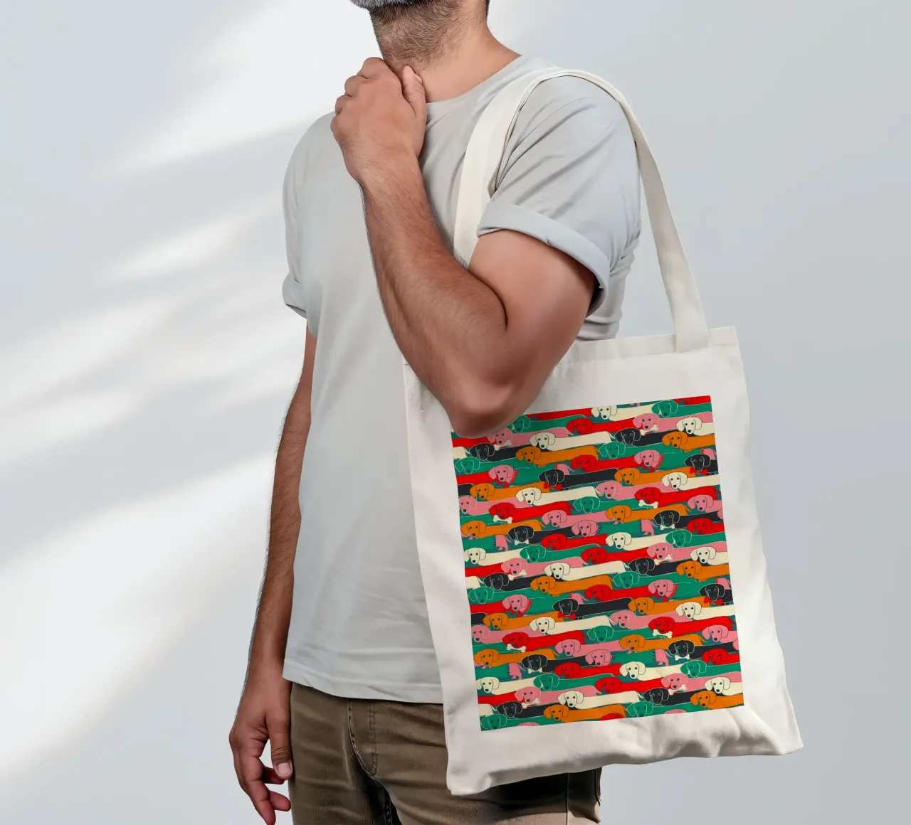 Colorful Dachshund Dog Pattern tote bag by showmemars