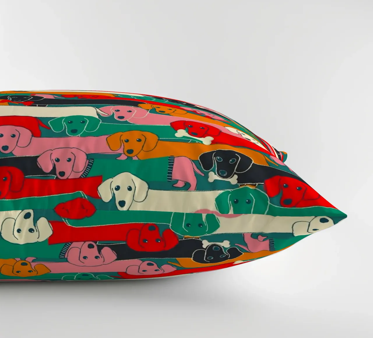 Colorful Dachshund Dog Pattern cuscino da showmemars