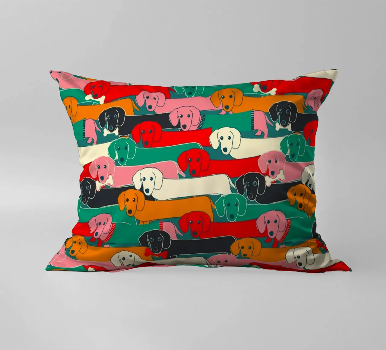 Colorful Dachshund Dog Pattern cuscino da showmemars