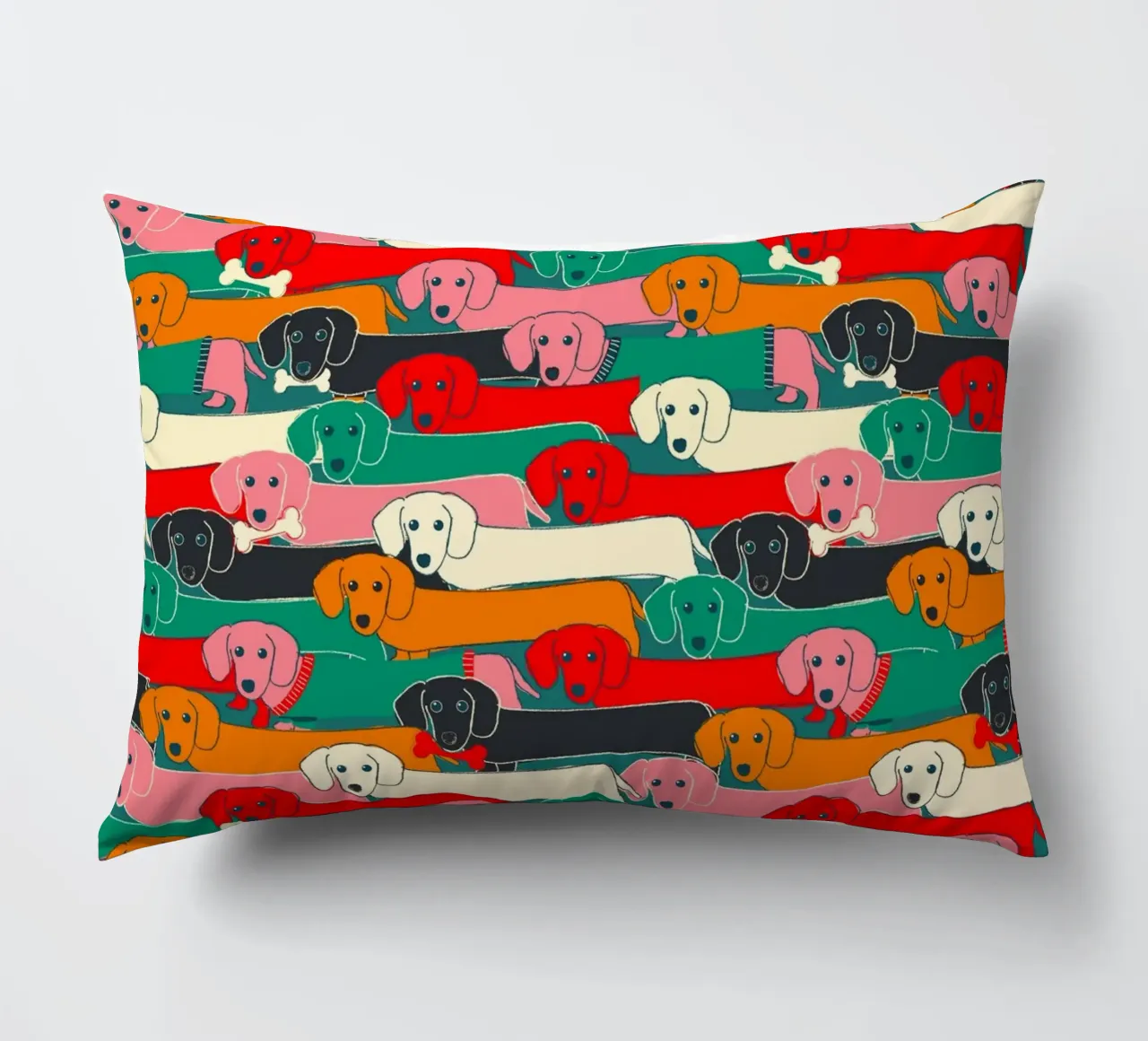 Colorful Dachshund Dog Pattern cuscino da showmemars