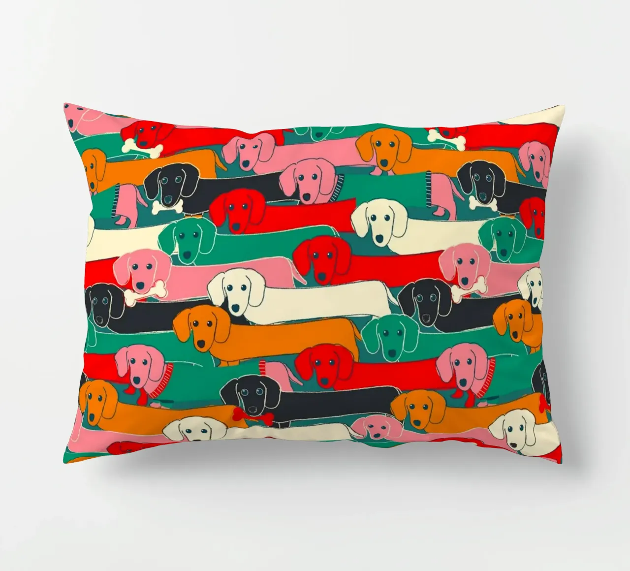 Colorful Dachshund Dog Pattern cuscino da showmemars
