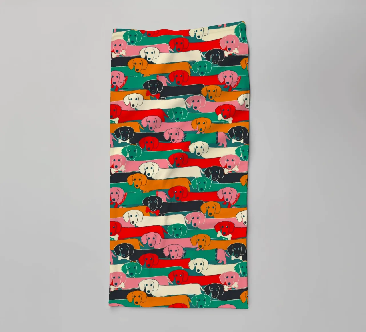 Colorful Dachshund Dog Pattern asciugamano da bagno da showmemars