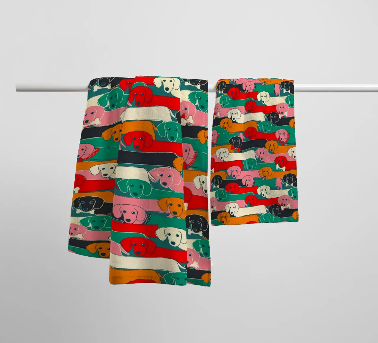 Colorful Dachshund Dog Pattern asciugamano da bagno da showmemars