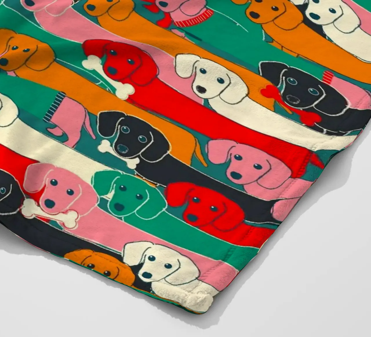 Colorful Dachshund Dog Pattern fleece blanket by showmemars