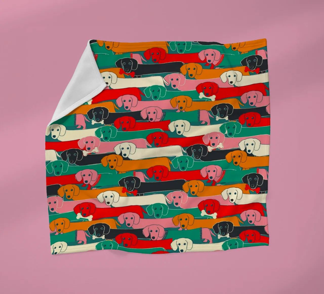 Colorful Dachshund Dog Pattern fleece blanket by showmemars