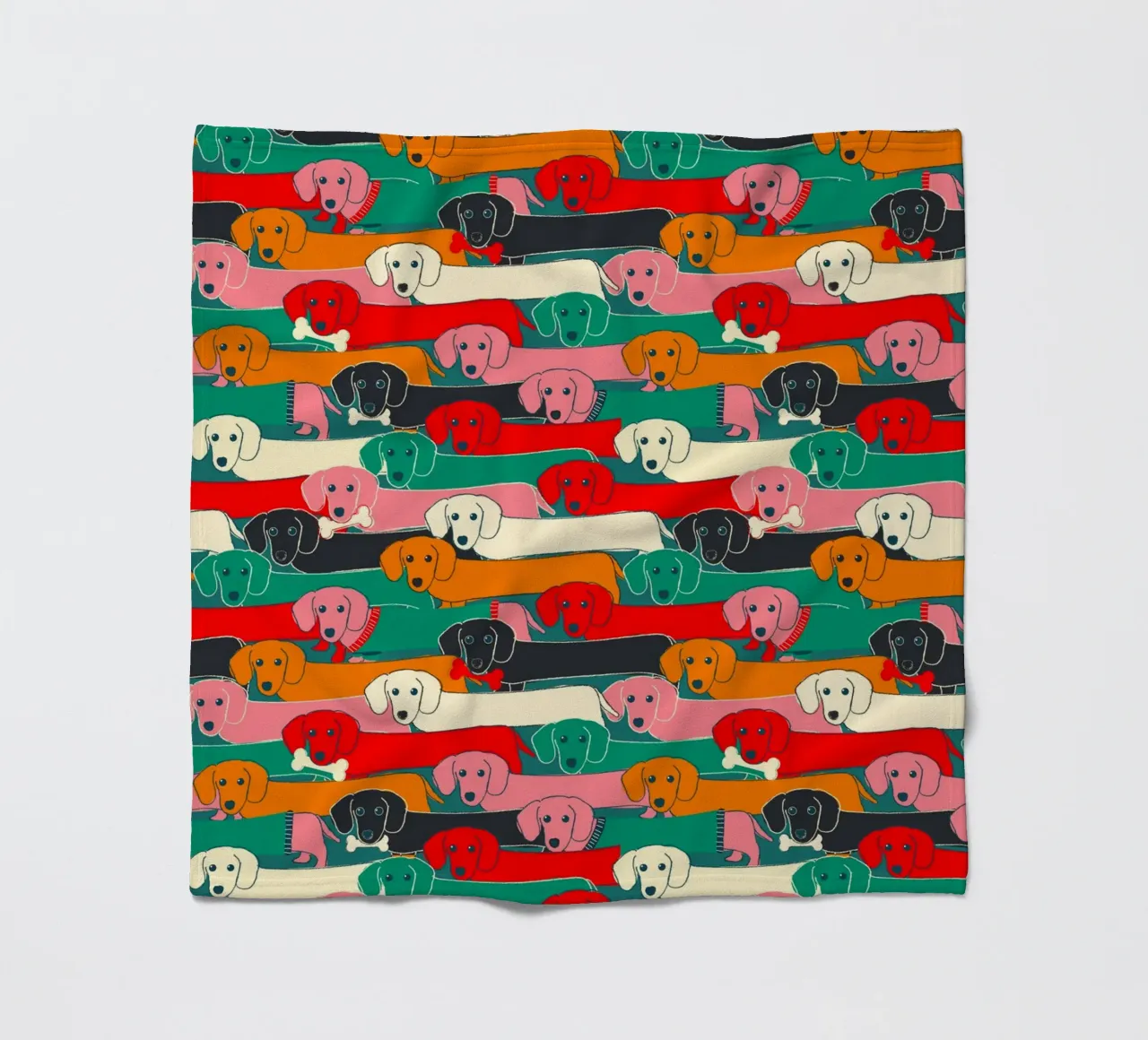 Colorful Dachshund Dog Pattern fleece blanket by showmemars