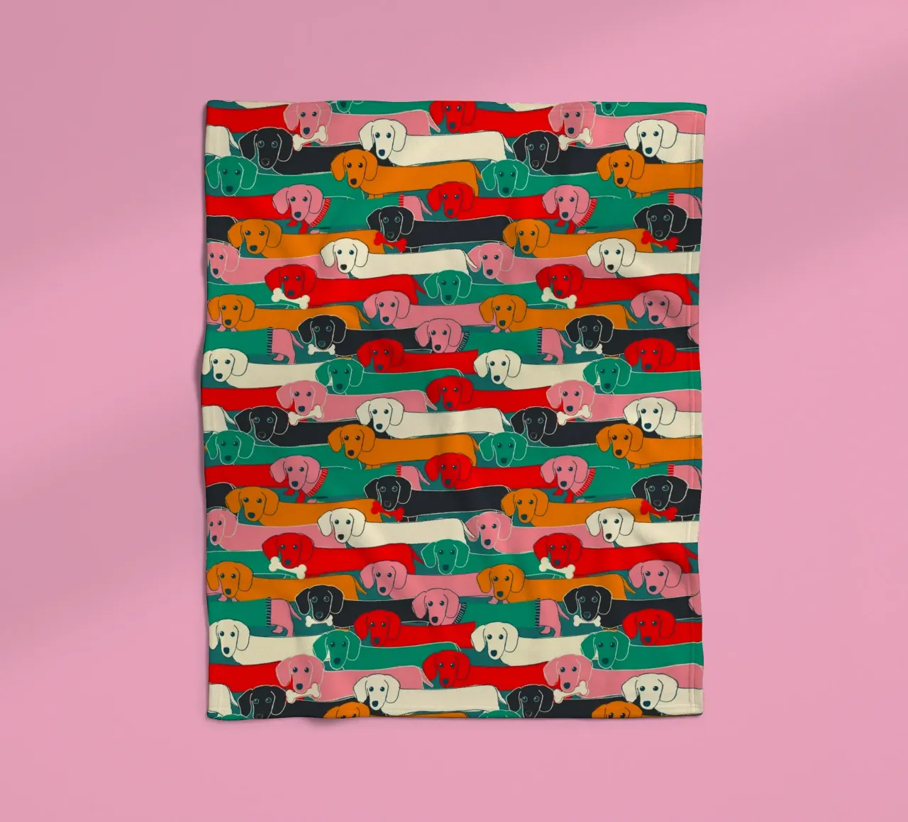Colorful Dachshund Dog Pattern fleece blanket by showmemars