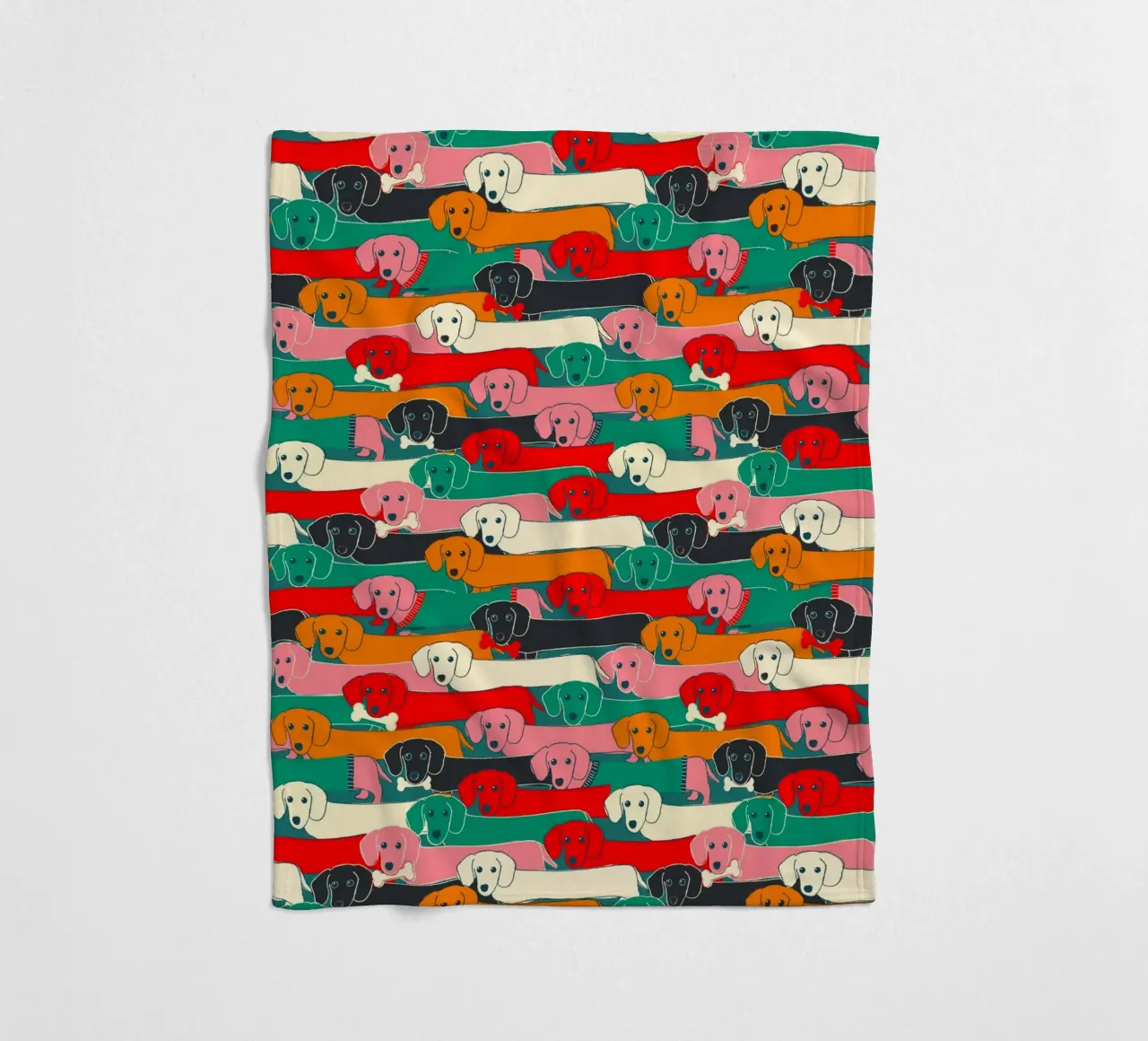 Colorful Dachshund Dog Pattern fleece blanket by showmemars