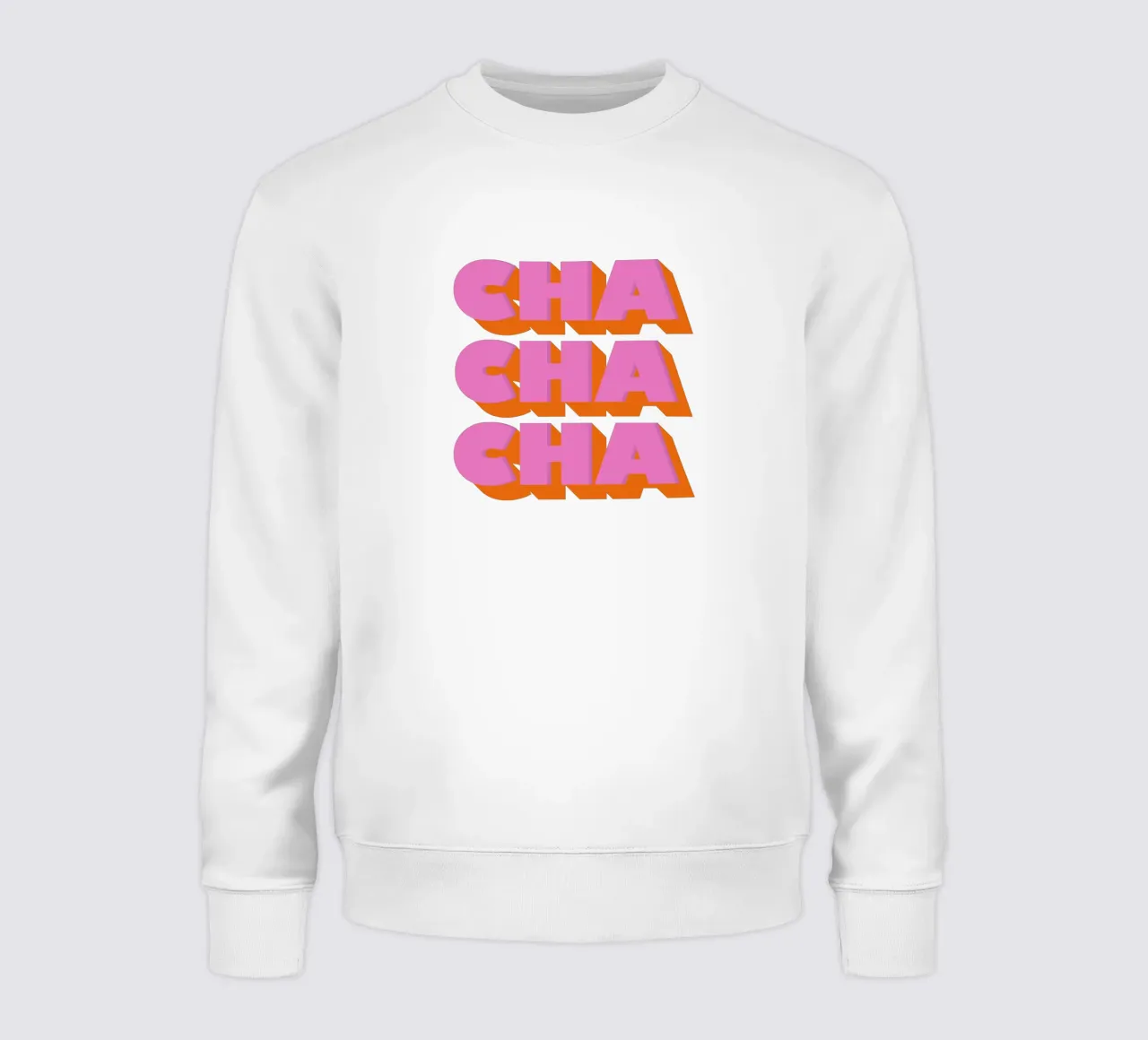 Retro "Cha Cha Cha" Typography Art Print In Pink And Orange sweat de showmemars