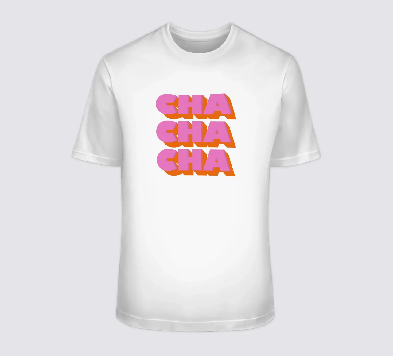 Retro "Cha Cha Cha" Typography Art Print In Pink And Orange t-shirt da showmemars