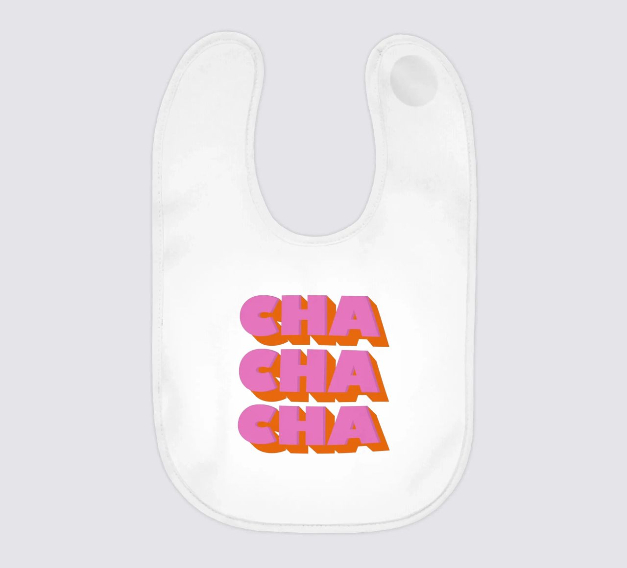 Retro "Cha Cha Cha" Typography Art Print In Pink And Orange bavaglino da showmemars