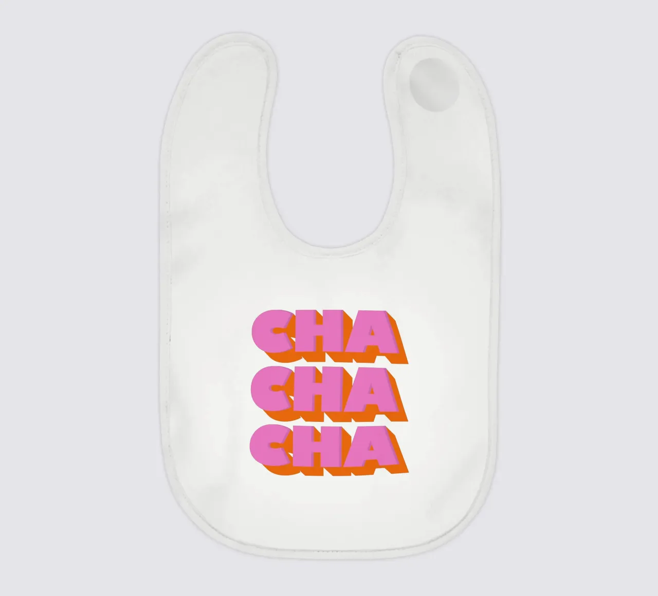 Retro "Cha Cha Cha" Typography Art Print In Pink And Orange bavaglino da showmemars