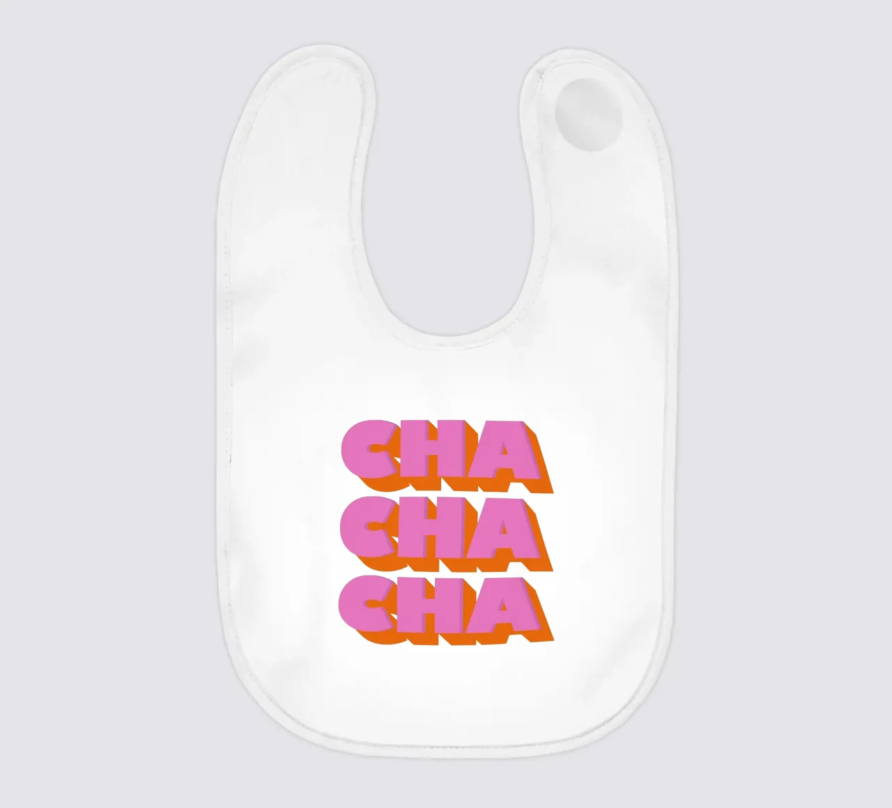 Retro "Cha Cha Cha" Typography Art Print In Pink And Orange babero de showmemars