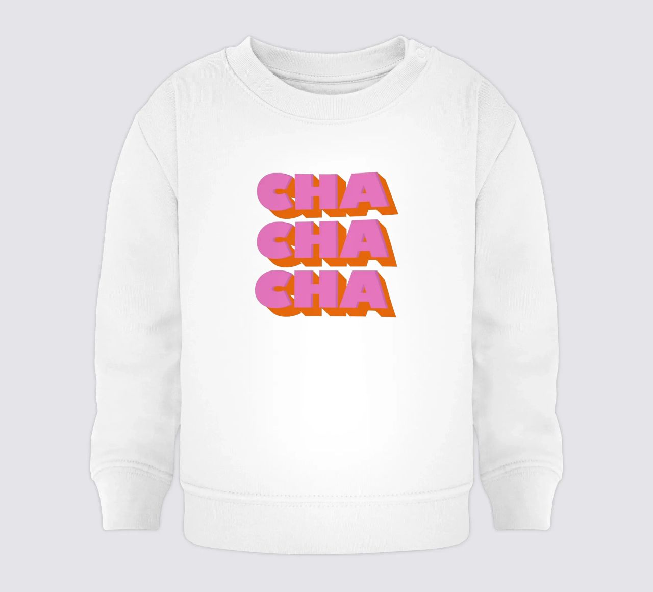 Retro "Cha Cha Cha" Typography Art Print In Pink And Orange felpa neonato da showmemars