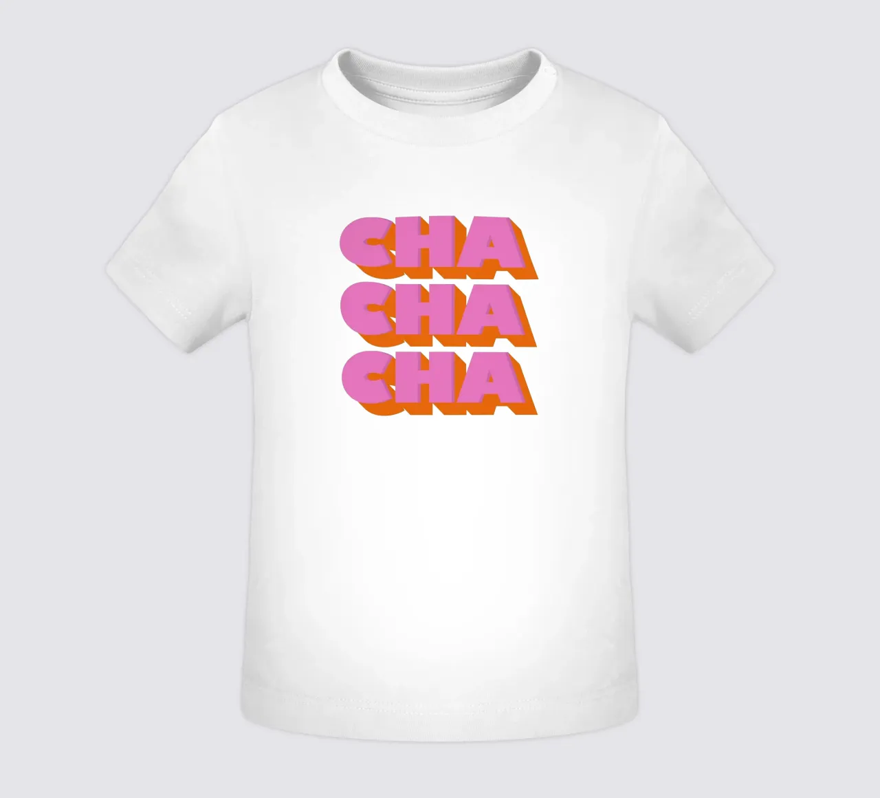 Retro "Cha Cha Cha" Typography Art Print In Pink And Orange t-shirt pour bébé de showmemars