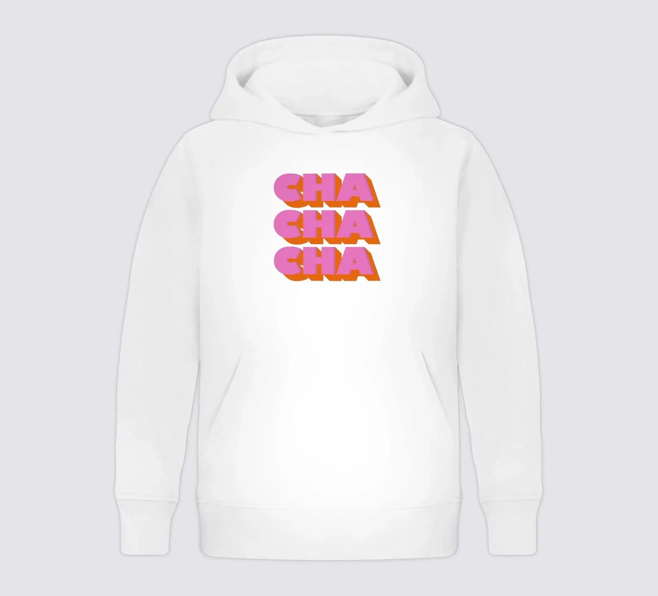 Retro "Cha Cha Cha" Typography Art Print In Pink And Orange felpa bambino con cappuccio da showmemars