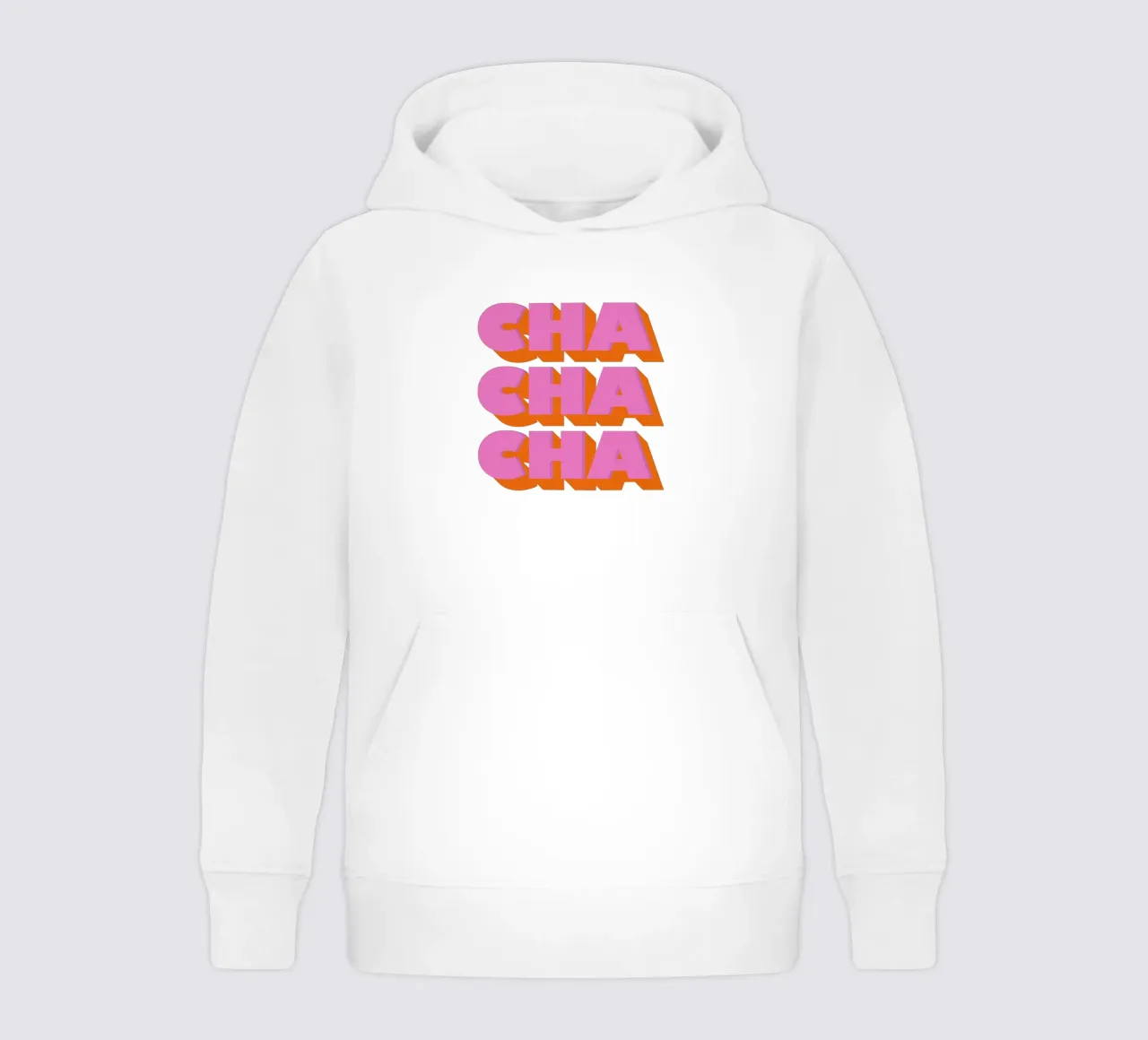 Retro "Cha Cha Cha" Typography Art Print In Pink And Orange sudadera con capucha para niño de showmemars