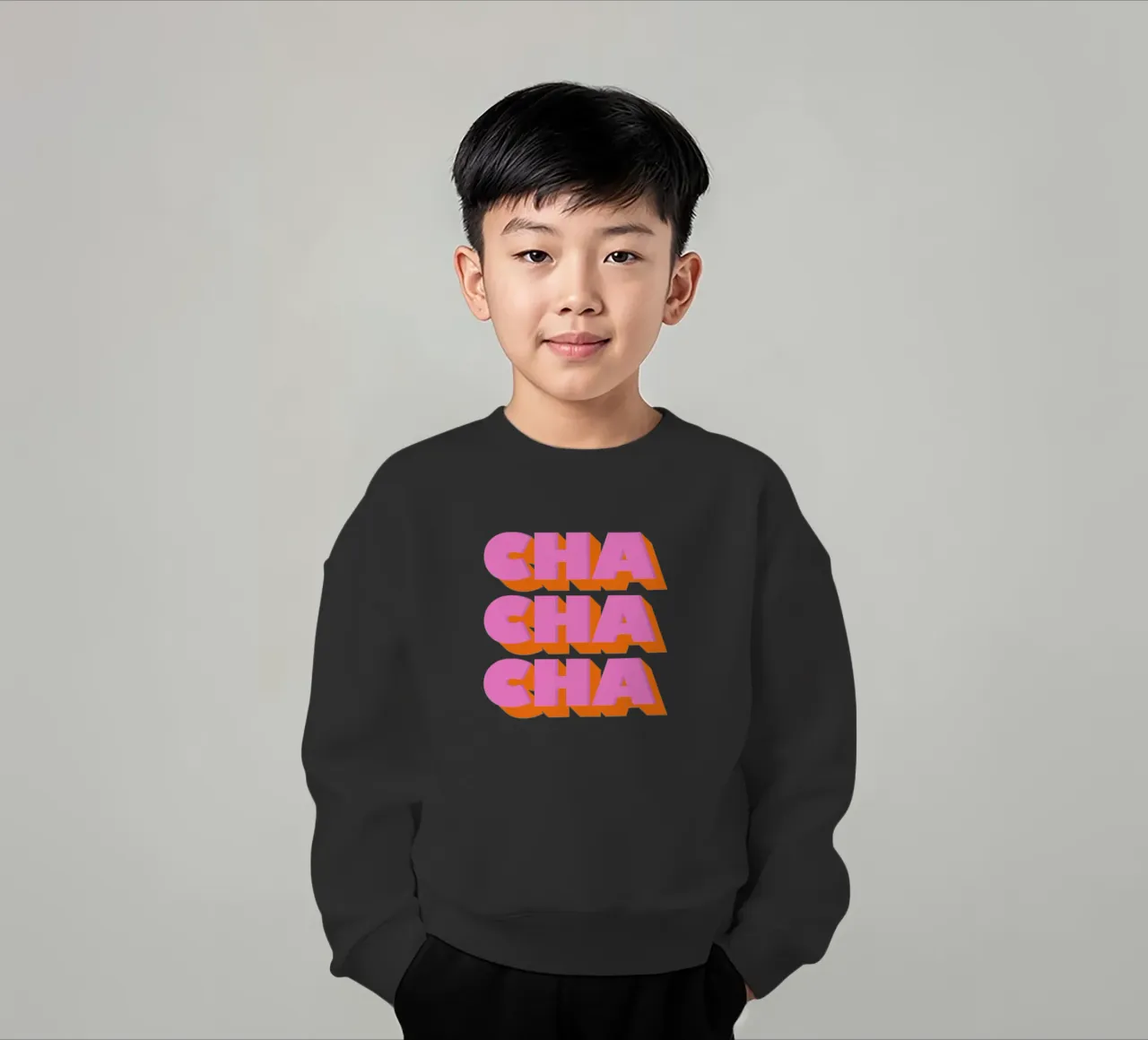 Retro "Cha Cha Cha" Typography Art Print In Pink And Orange felpa bambino da showmemars