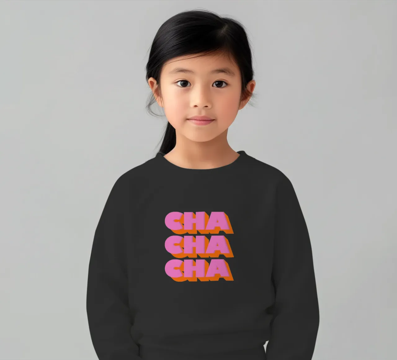 Retro "Cha Cha Cha" Typography Art Print In Pink And Orange felpa bambino da showmemars