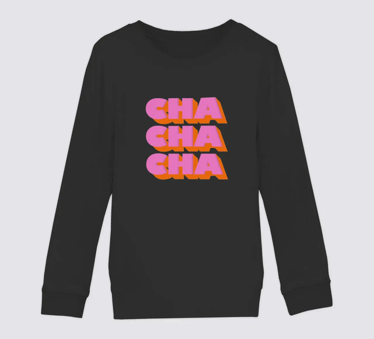 Retro "Cha Cha Cha" Typography Art Print In Pink And Orange felpa bambino da showmemars