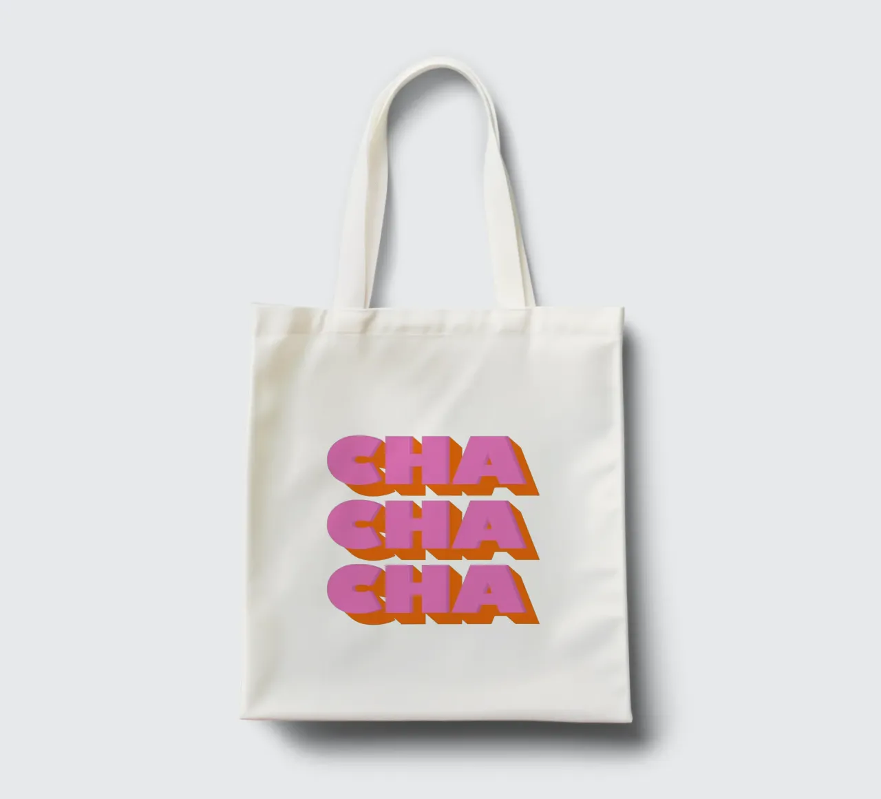 Retro "Cha Cha Cha" Typography Art Print In Pink And Orange borsa in juta da showmemars