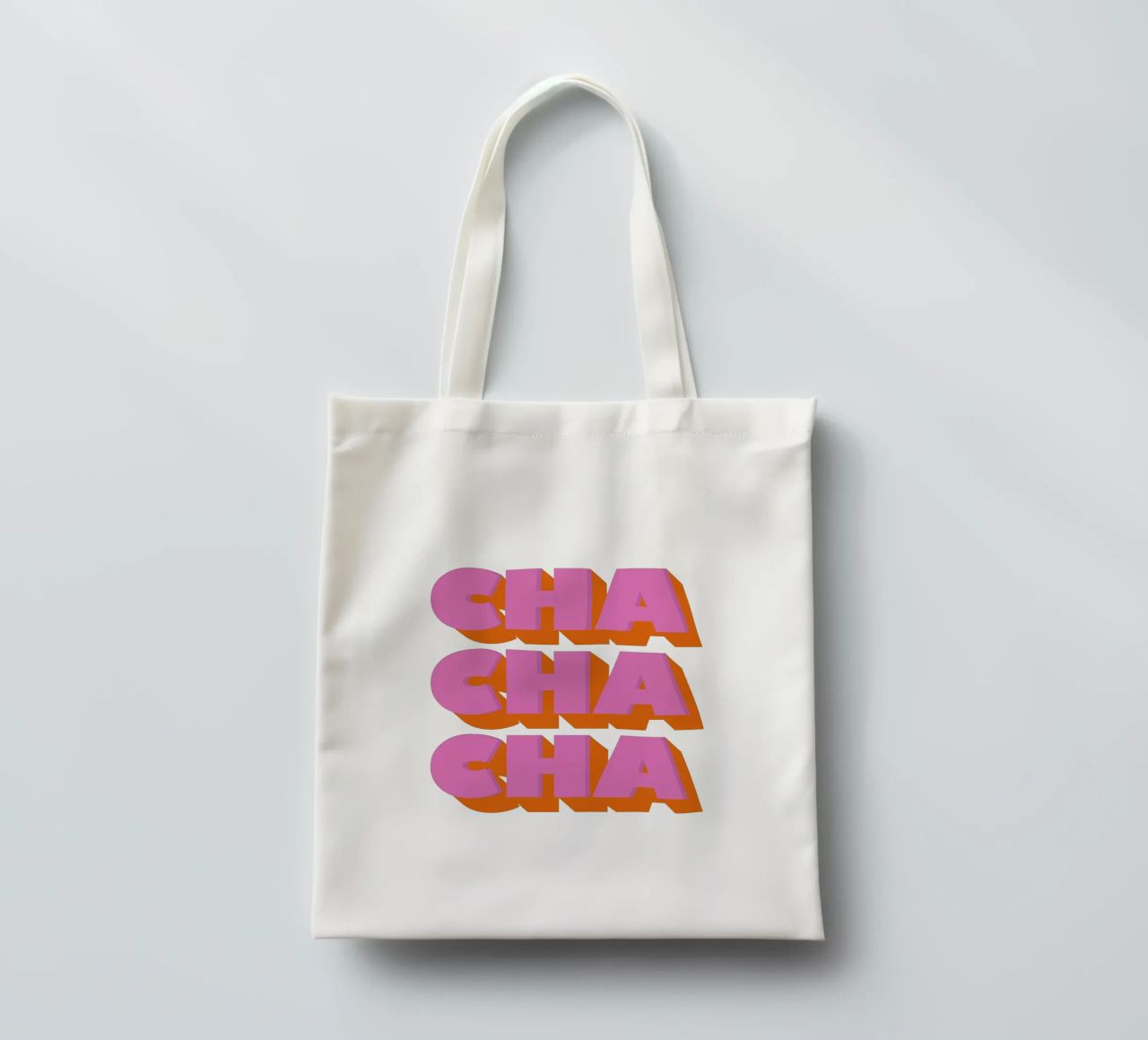 Retro "Cha Cha Cha" Typography Art Print In Pink And Orange borsa in juta da showmemars