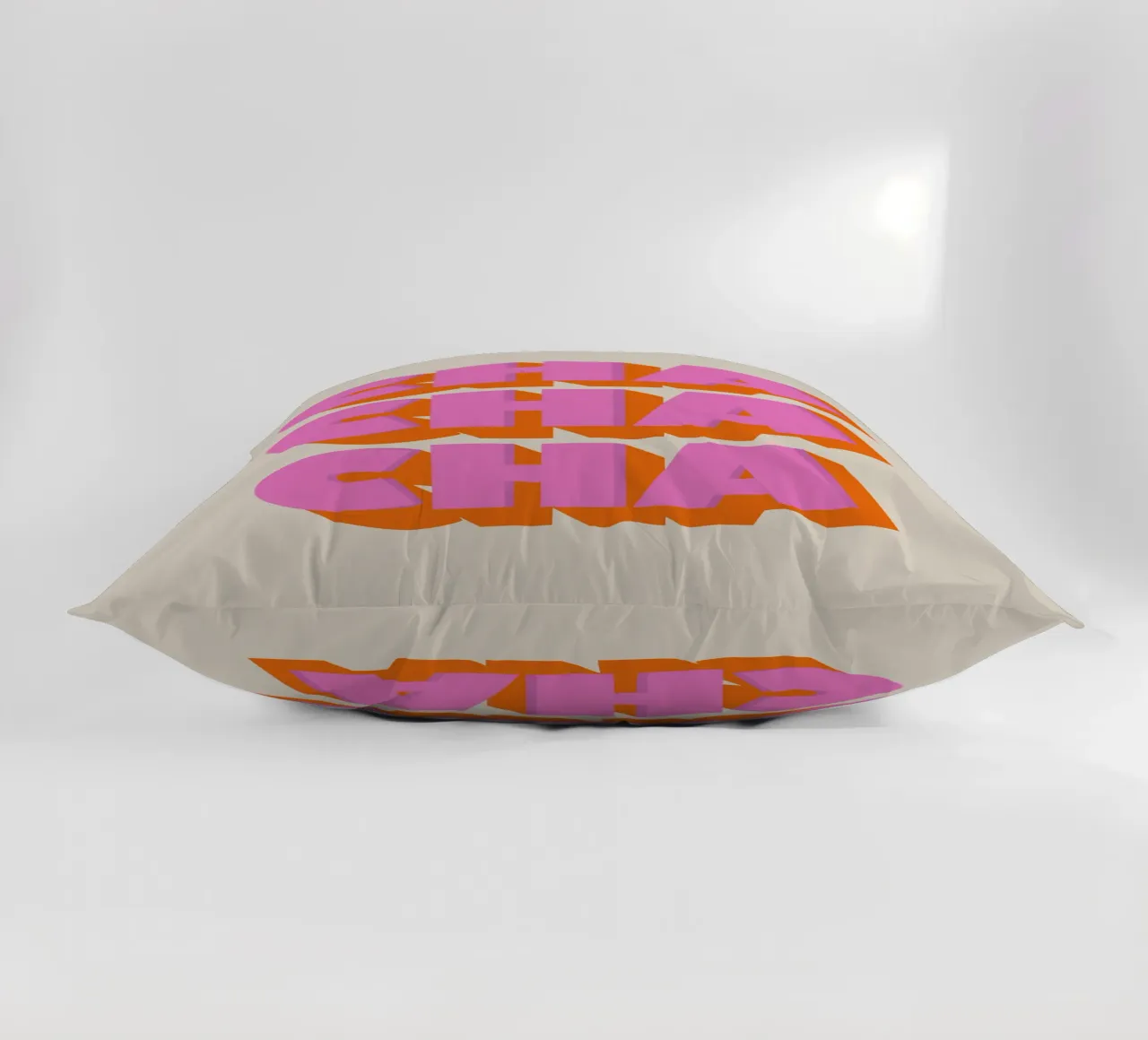 Retro "Cha Cha Cha" Typography Art Print In Pink And Orange Kissen von showmemars