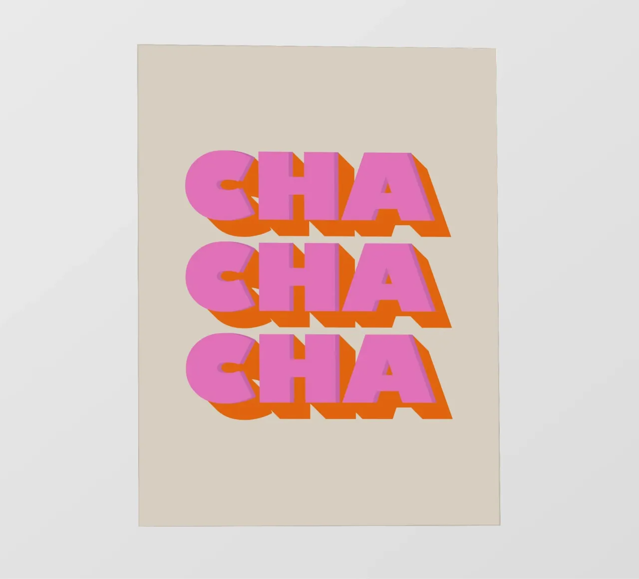 Retro "Cha Cha Cha" Typography Art Print In Pink And Orange pellicola backlit da showmemars