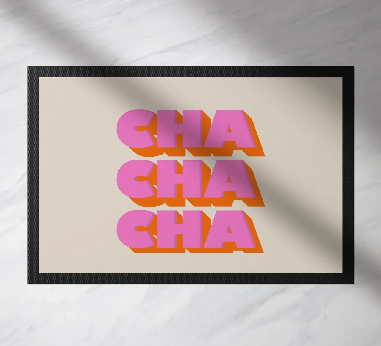 Retro "Cha Cha Cha" Typography Art Print In Pink And Orange felpudo de showmemars