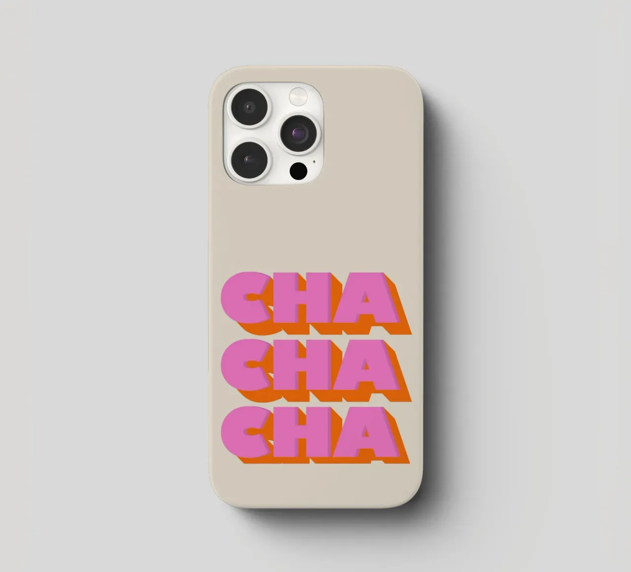 Retro "Cha Cha Cha" Typography Art Print In Pink And Orange cover iphone da showmemars