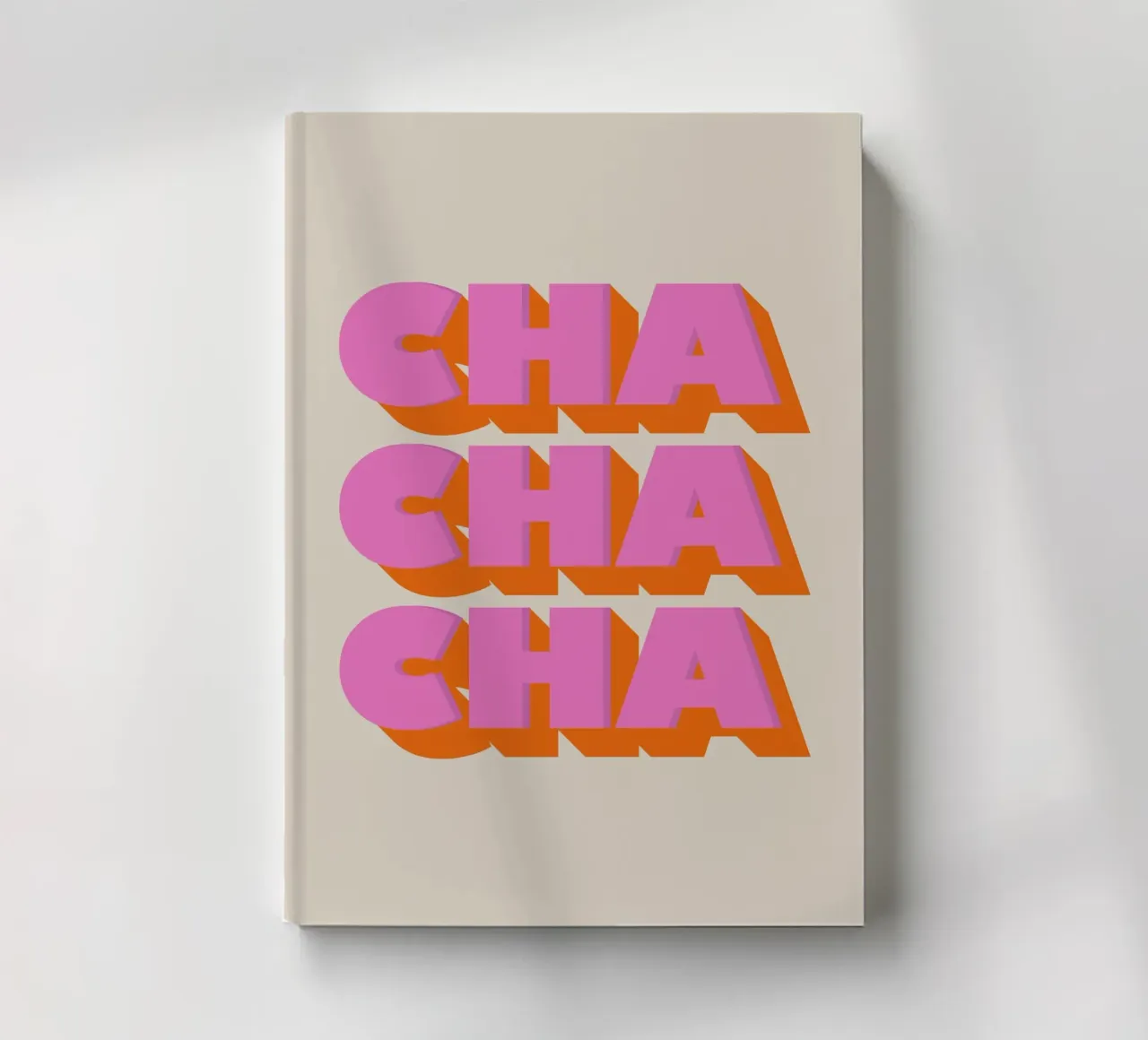 Retro "Cha Cha Cha" Typography Art Print In Pink And Orange notebook by showmemars