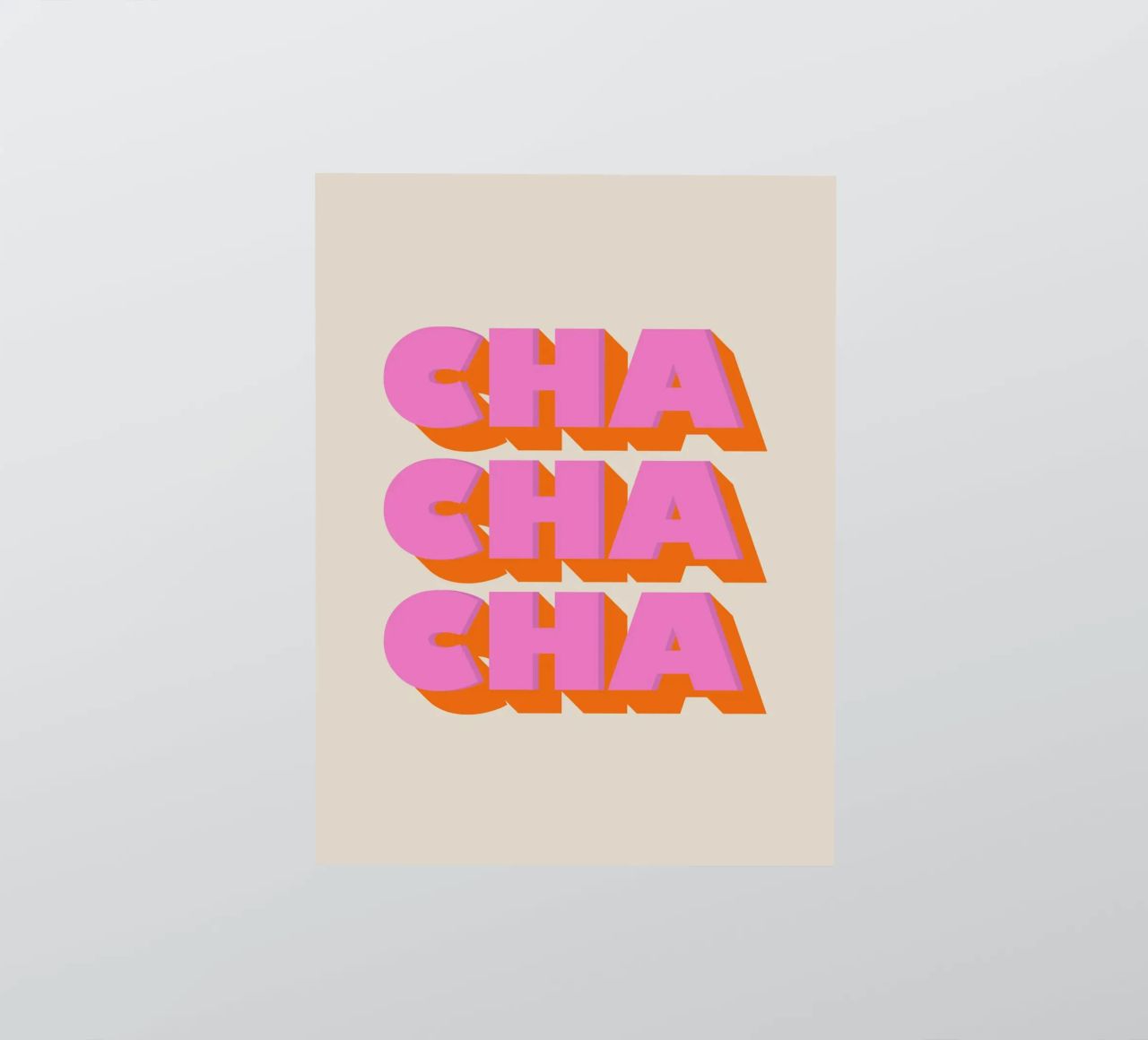 Retro "Cha Cha Cha" Typography Art Print In Pink And Orange adesivo da showmemars