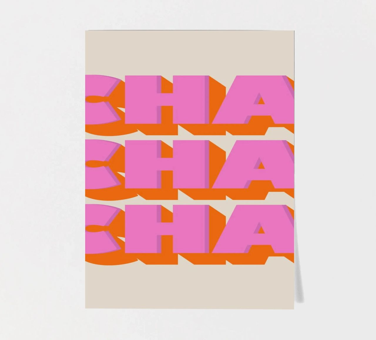 Retro "Cha Cha Cha" Typography Art Print In Pink And Orange sticker sheet by showmemars