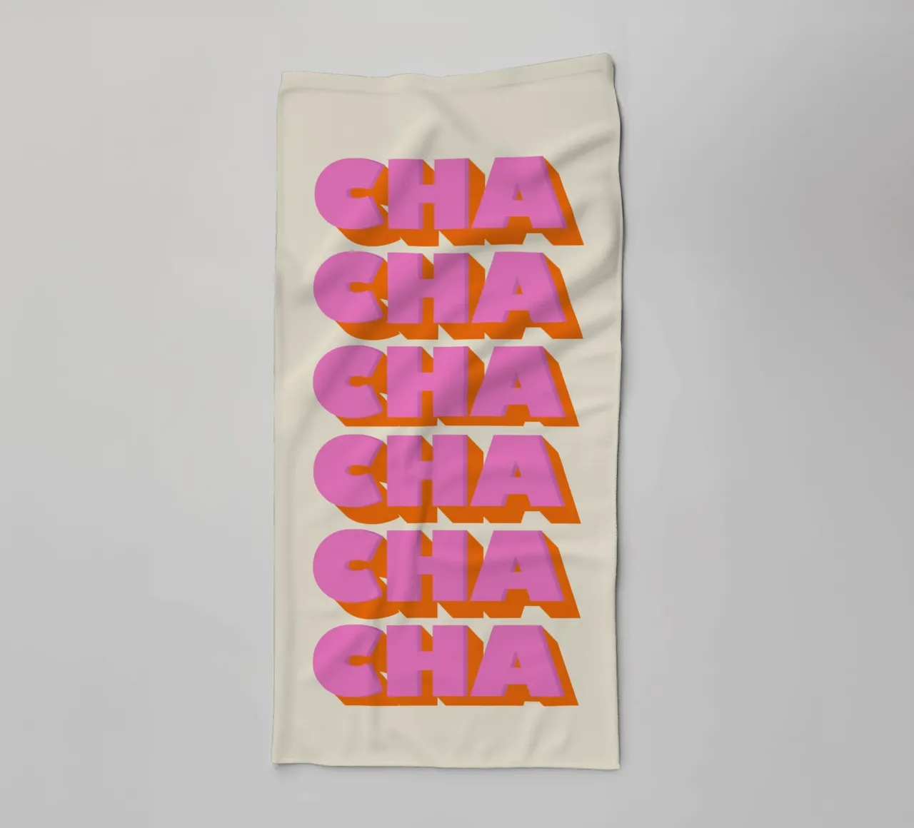 Retro "Cha Cha Cha" Typography Art Print In Pink And Orange towel by showmemars