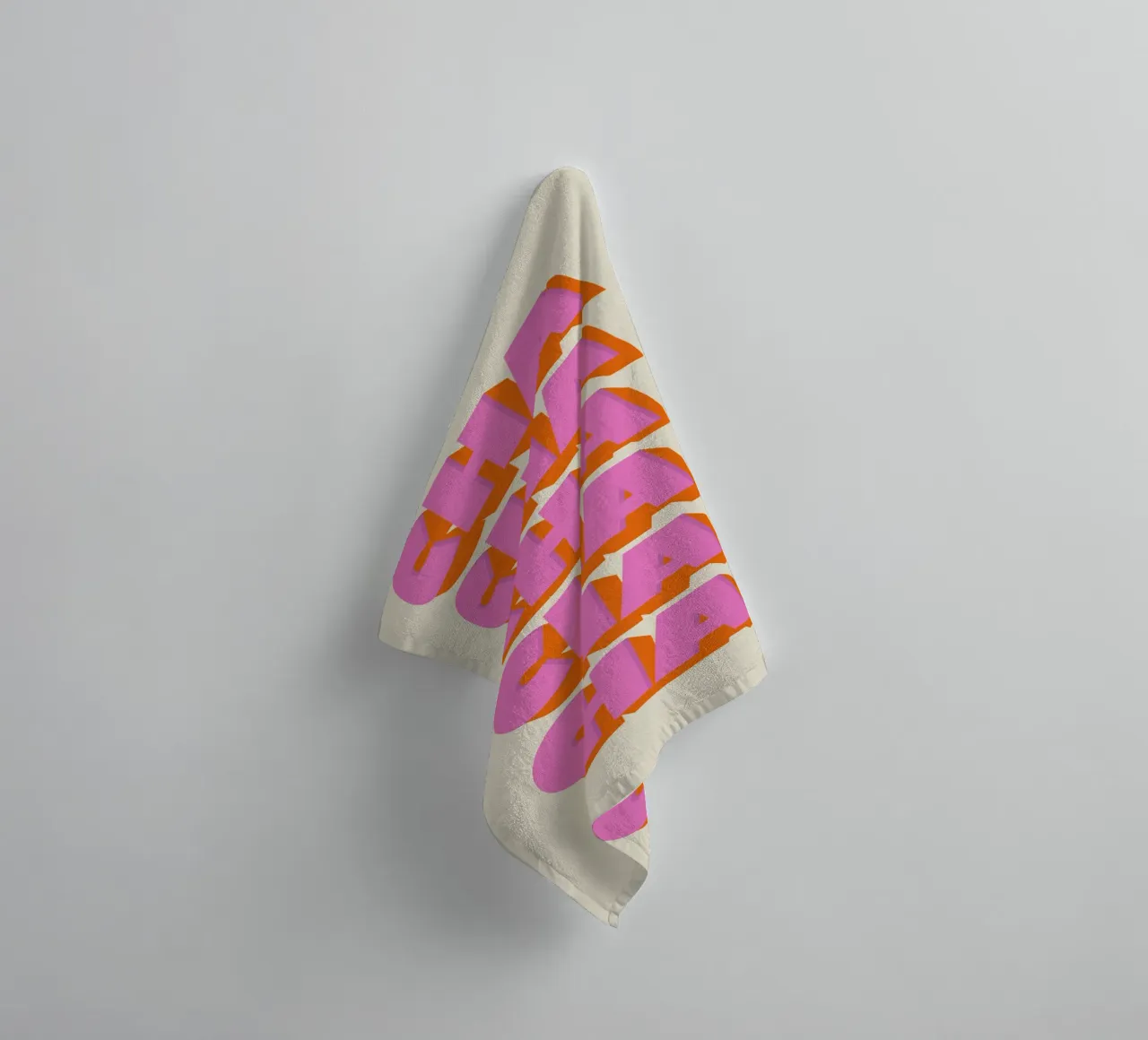 Retro "Cha Cha Cha" Typography Art Print In Pink And Orange towel by showmemars