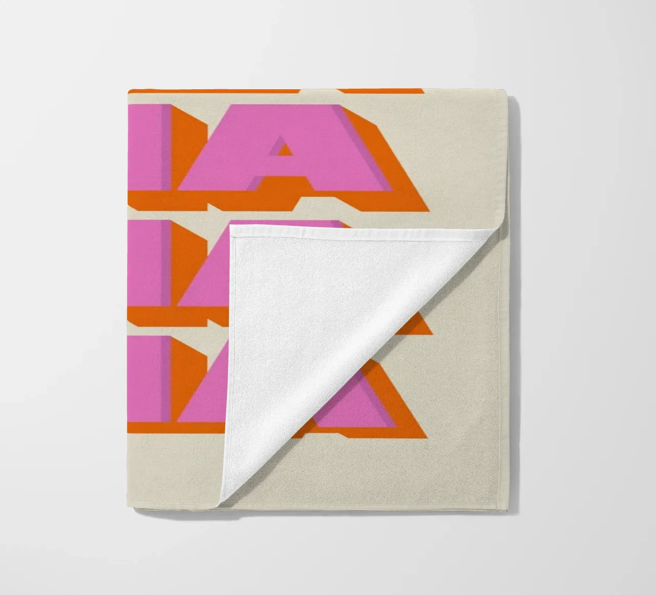 Retro "Cha Cha Cha" Typography Art Print In Pink And Orange Strandtuch von showmemars