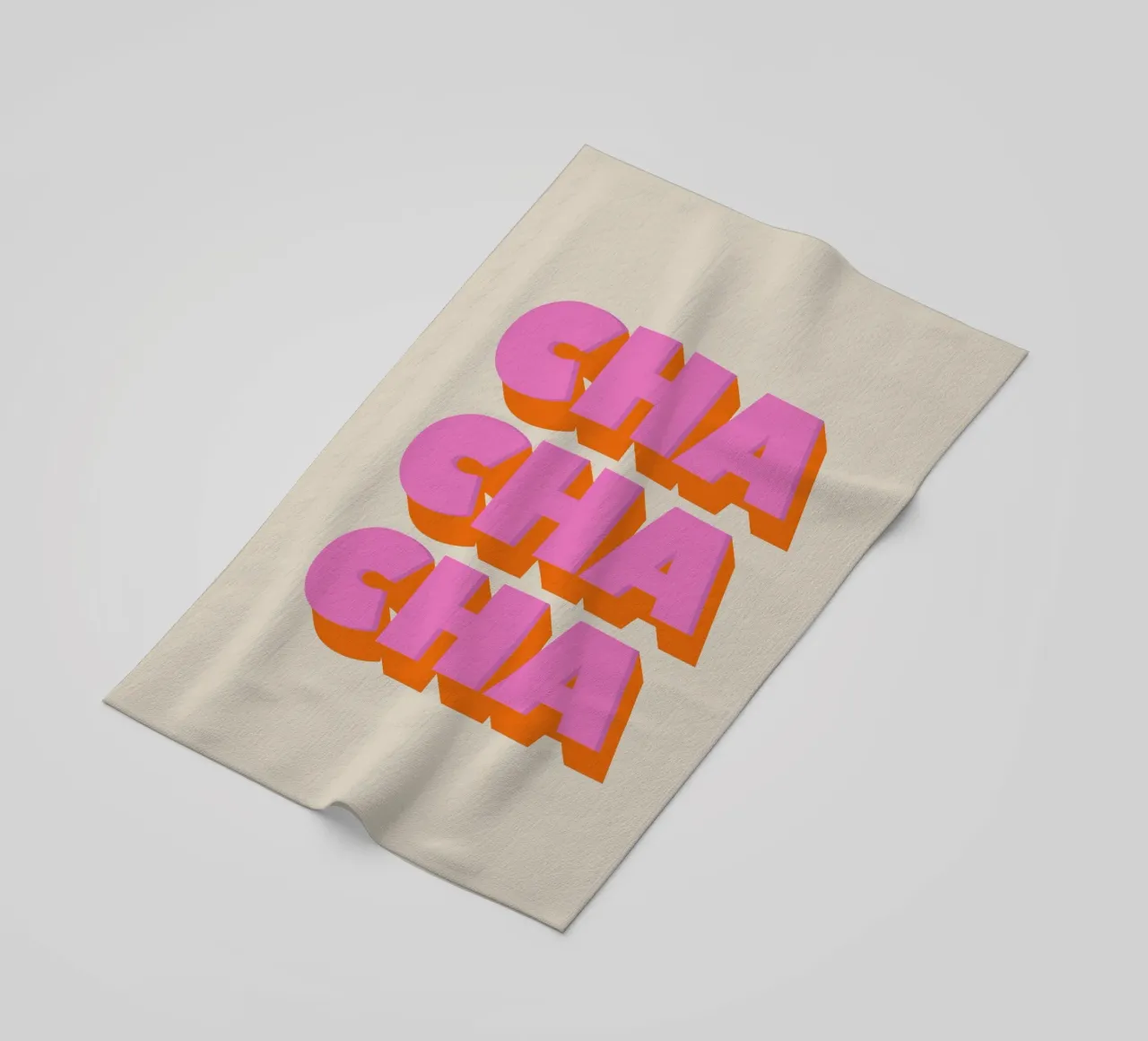 Retro "Cha Cha Cha" Typography Art Print In Pink And Orange serviette de plage de showmemars