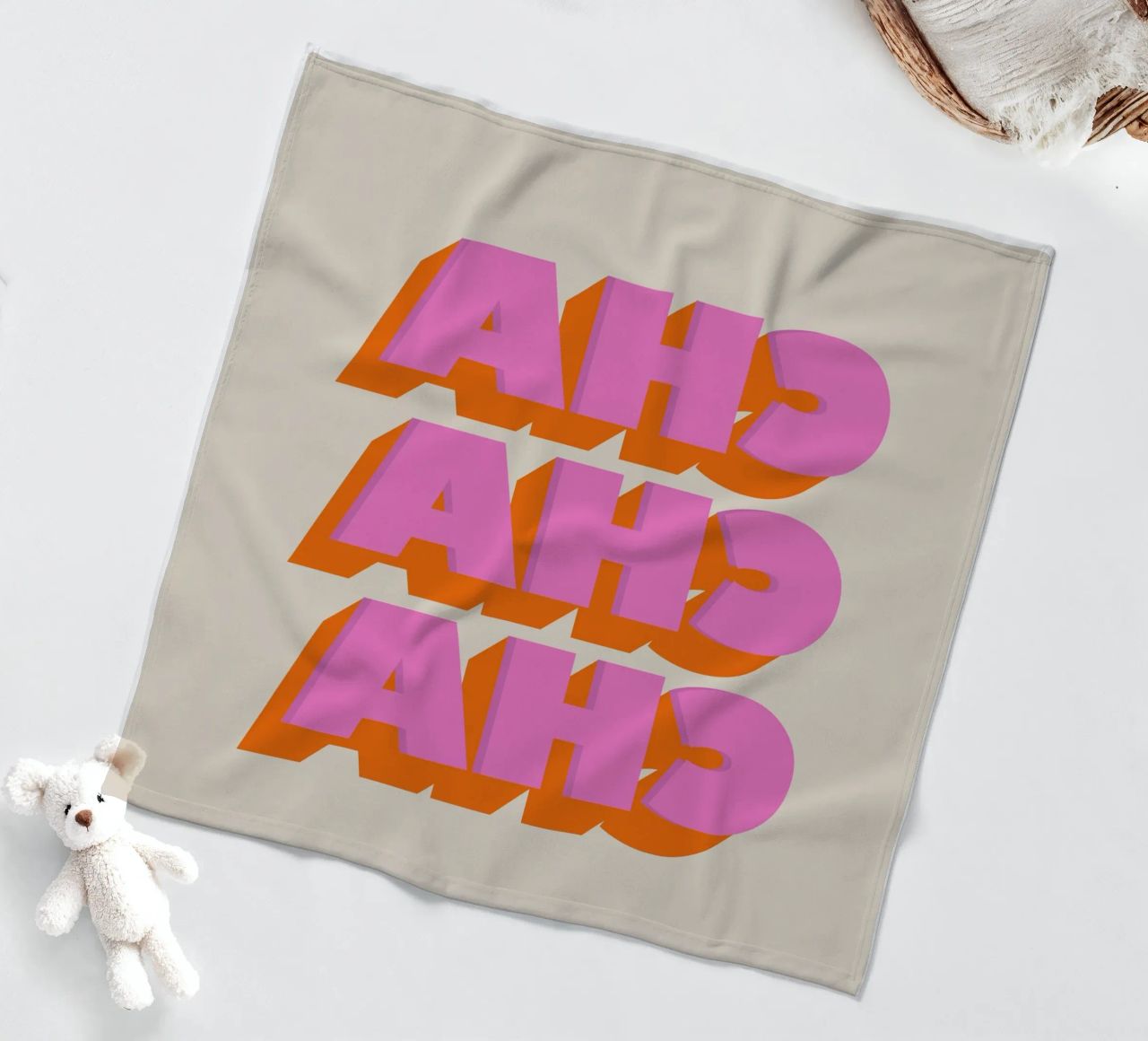 Retro "Cha Cha Cha" Typography Art Print In Pink And Orange coperta in pile da showmemars